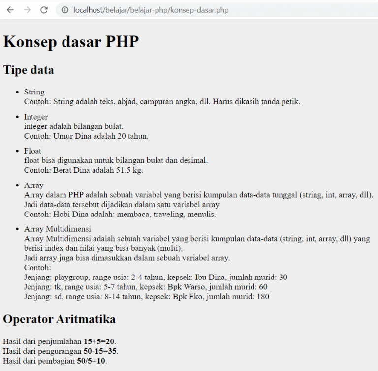 Konsep dasar PHP dan cara menghubungkan dengan HTML (part 6) – Rasupe